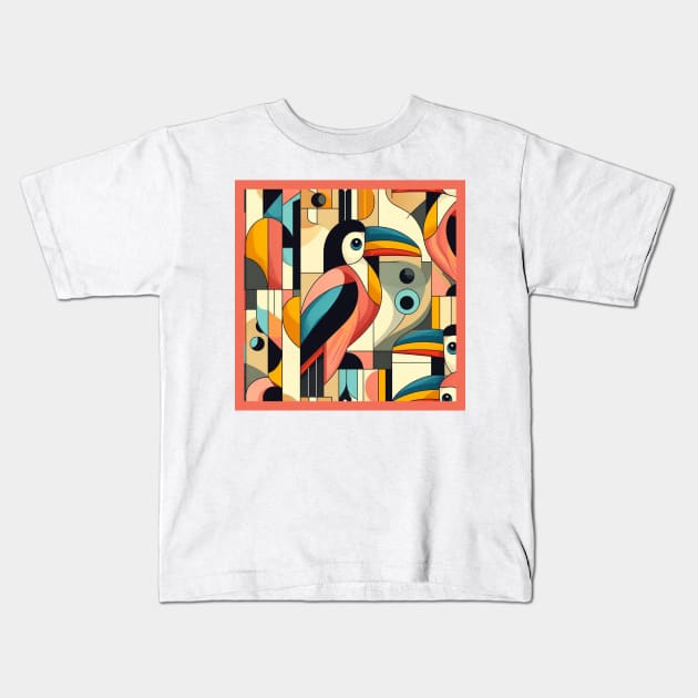 Geometric toucan birds Kids T-Shirt by ViaSabo